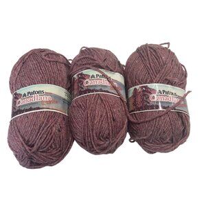 Patons Canadiana Tweed Yarn 3 Skeins Knitting Worsted 100% Acrylic Color 6204